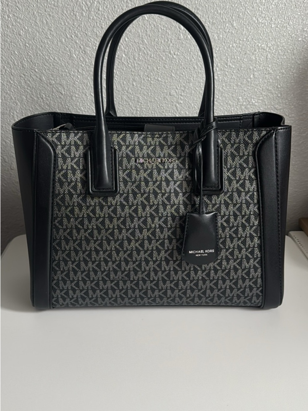 Michael Kors Black and Gray MK Logo Satchel